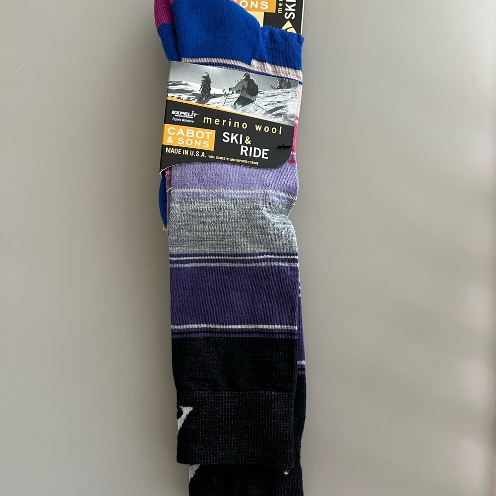 Merino Wool Ski & Ride Socks - Blue, Purple, Black